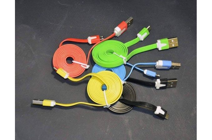 Кабель USB - MicroUSB в тканевой оплетке (цвет в ассортименте)