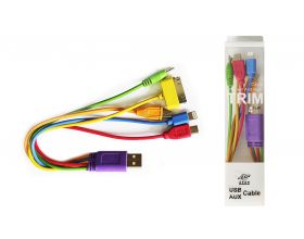 Кабель USB 5 в 1 TRIM micro/mini/Nokia 6101/iPhone 4/iPhone (разноцветный) 0,3м