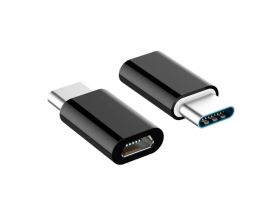 Переходник с разъема кабеля micro USB на разъем USB Type-C (черный)