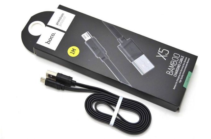 Кабель USB - MicroUSB HOCO X5 2,4A (черный) 1м (bamboo)