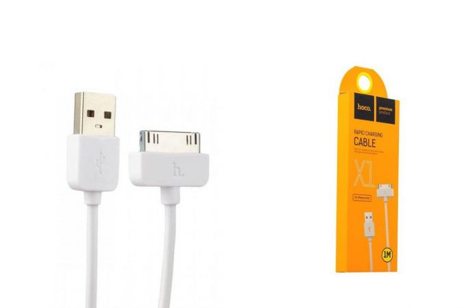 Кабель USB - Lightning 30-Pin HOCO X1 Rapid (iPhone 4) (белый) 1м