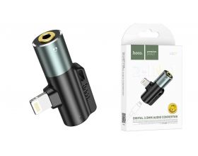 Переходник HOCO LS32 (серый) (штекер lightning - 2 гнезда AUX)