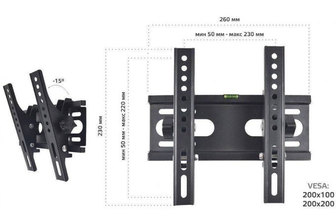 Кронштейн для LCD TV  HARPER TVT-4230 14" – 43", 25 кг, расстояние от стены 45мм.