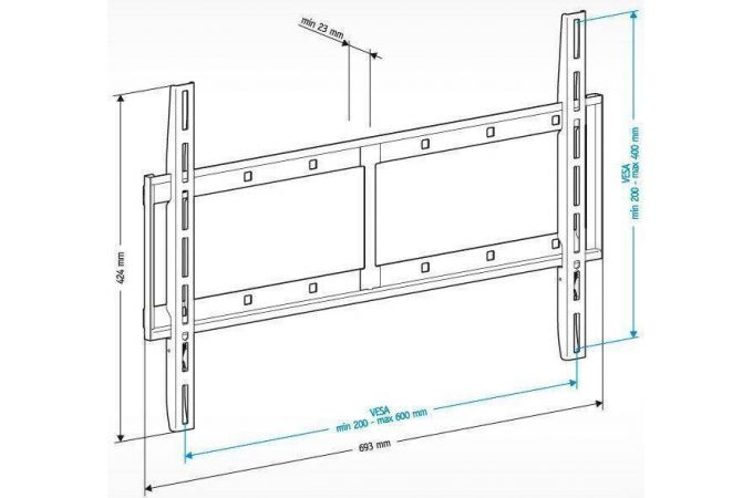 Кронштейн для LCD TV  HOLDER LCD-F6607-B 42" – 65", 60 кг, расстояние от стены 23мм.