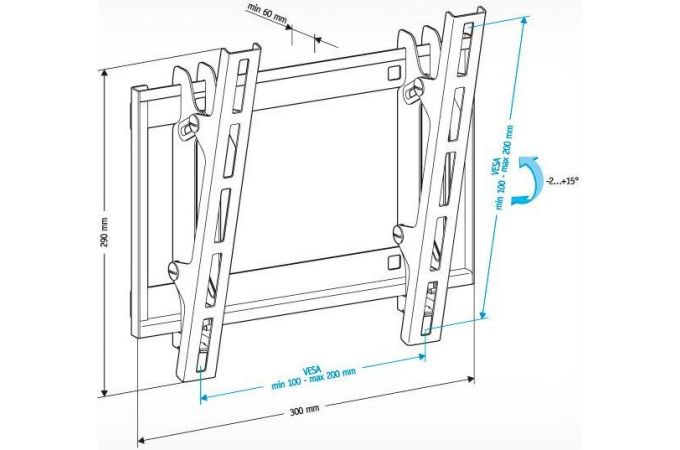 Кронштейн для LCD TV  HOLDER LCD-T2609-B 22" – 47", 40 кг, расстояние от стены 60мм.