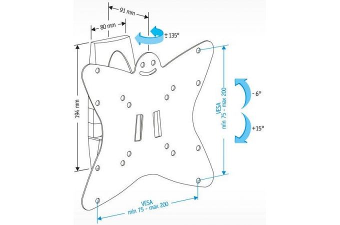 Кронштейн для LCD TV  HOLDER LCDS-5036 19" - 37", 30 кг, расстояние от стены 91мм.