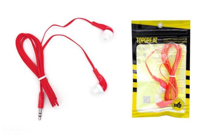 Наушники вакуумные проводные TOPGREAT (красный)