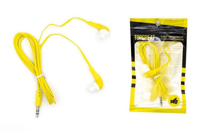 Наушники вакуумные проводные TOPGREAT (желтый)