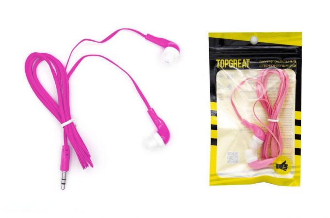 Наушники вакуумные проводные TOPGREAT (розовый)