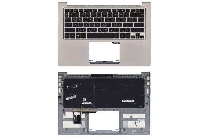 Клавиатура для ноутбука Asus ZenBook UX303U черная с подсветкой, серый топкейс