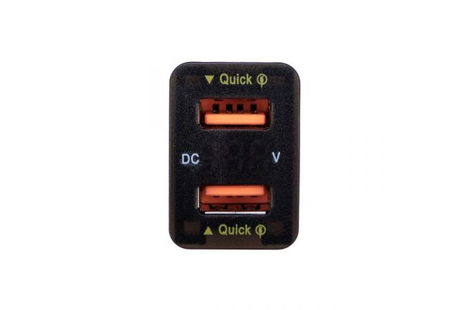Автомобильное зарядное устройство АЗУ USB TDS TS-CAU56 врезной (черный, дисплей зеленый)