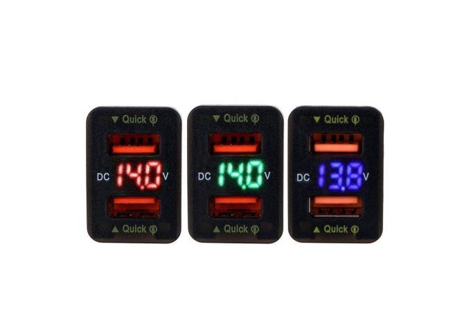 Автомобильное зарядное устройство АЗУ USB TDS TS-CAU56 врезной (черный, дисплей красный)