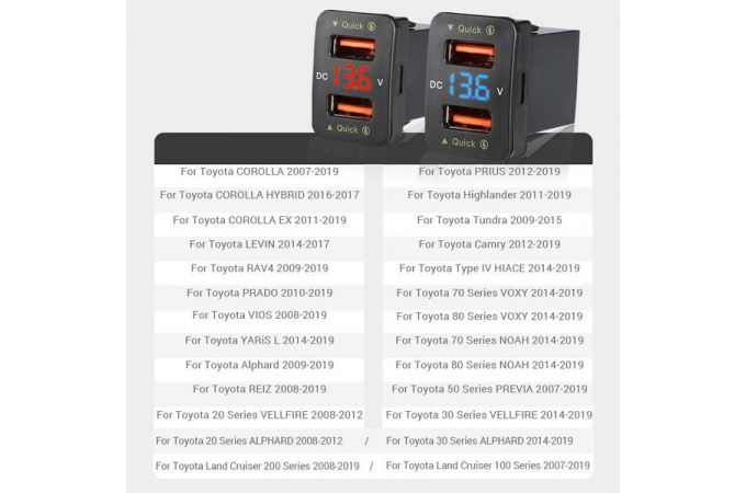 Автомобильное зарядное устройство АЗУ USB TDS TS-CAU56 врезной (черный, дисплей красный)