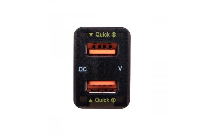 Автомобильное зарядное устройство АЗУ USB TDS TS-CAU56 врезной (черный, дисплей синий)