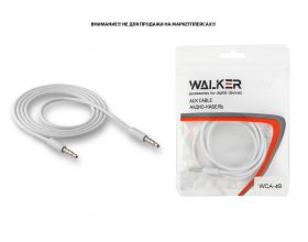 Кабель аудио AUX WALKER 3,5мм A-A WCA-049 четырехконтактный 1 м (в пакете), белый