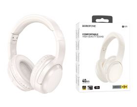 Наушники мониторные беспроводные BOROFONE BO25 Rhyme wireless headset Bluetooth (молочный белый)