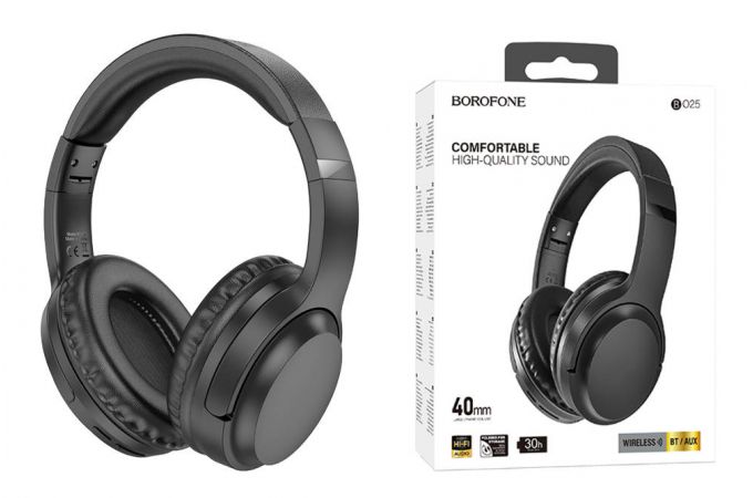 Наушники мониторные беспроводные BOROFONE BO25 Rhyme wireless headset Bluetooth (черный)