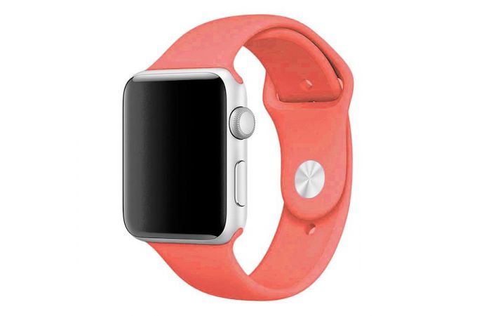 Ремешок силиконовый для Apple Watch 42-44 мм цвет кораллово-персиковый размер ML
