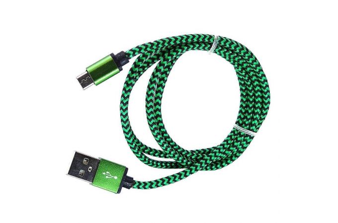 Кабель USB - MicroUSB Орбита OT-SMM06 (KM-14) 1A (зеленый) 1м (в оплетке, упаковка 20шт)