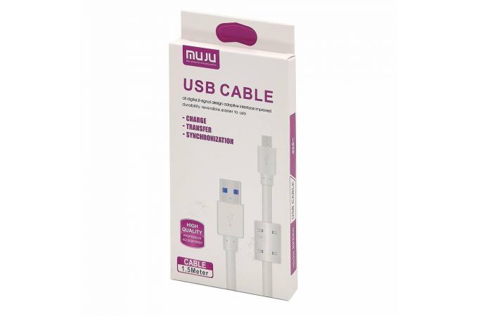 Кабель USB - MicroUSB MUJU MJ-79, 2.1A (белый) 1.5м