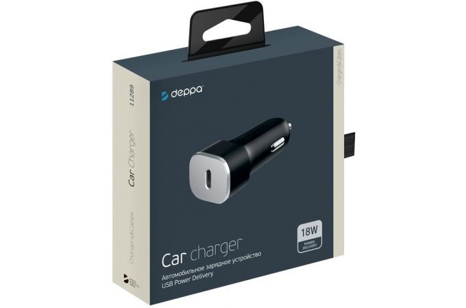 Автомобильное зарядное устройство АЗУ Deppa (11289) USB-C, Power Delivery, 18Вт, (черный)