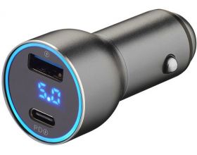 Автомобильное зарядное устройство АЗУ Deppa (11294) USB-C+USB A, QC 3.0, PD, дисплей 36Вт (черный)