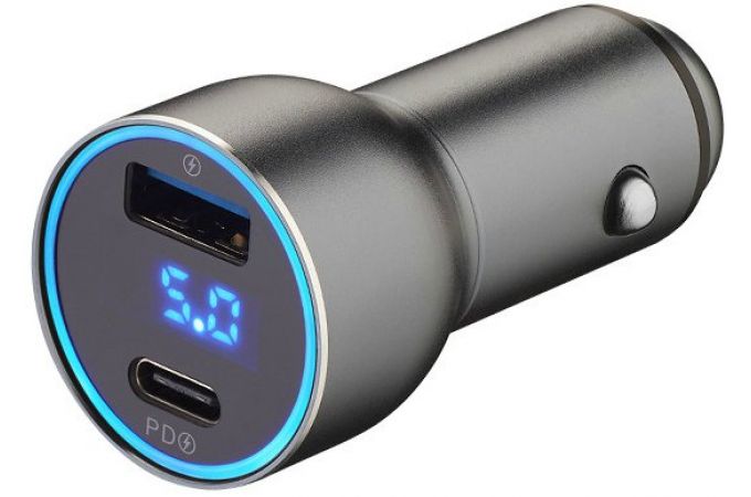 Автомобильное зарядное устройство АЗУ Deppa (11294) USB-C+USB A, QC 3.0, PD, дисплей 36Вт (черный)