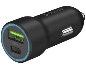 Автомобильное зарядное устройство АЗУ Deppa (11298) USB-C + USB A, PD 3.0, QC 3.0 (черный)