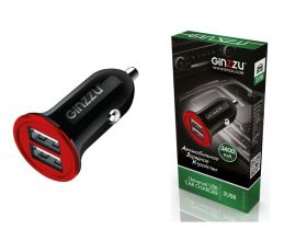 Автомобильное зарядное устройство АЗУ Ginzzu (GA-4014UB) 5В/3.4A(1A+2,4A) 2хUSB (черный)