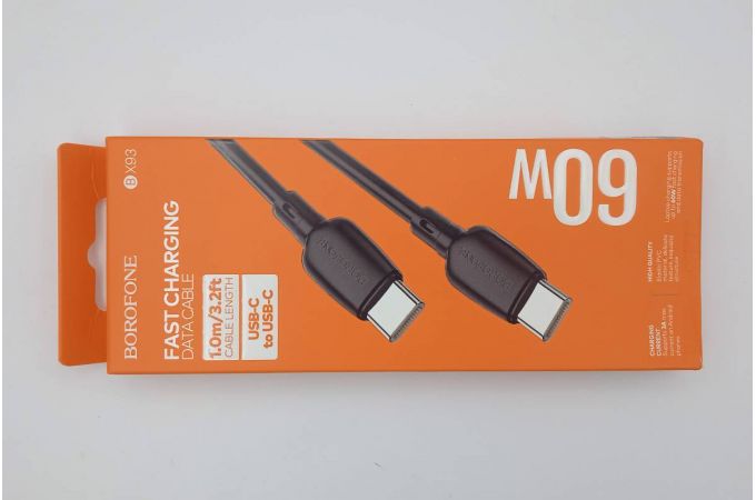 Кабель USB Type-C - USB Type-C BOROFONE BX93, PD60W (черный) 1м (УЦЕНКА! МЯТАЯ УПАКОВКА)