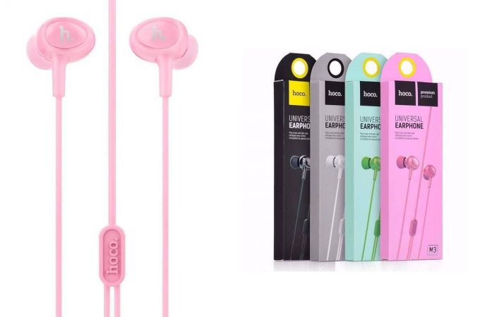 Наушники вакуумные проводные HOCO M3 (розовый)