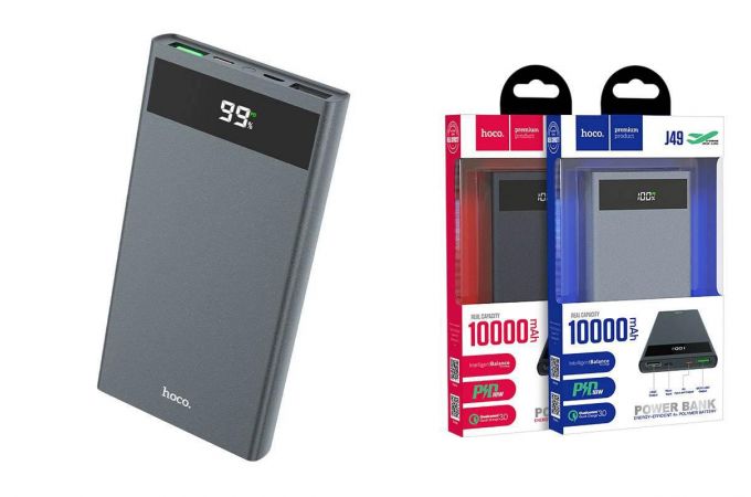 Универсальный дополнительный аккумулятор Power Bank HOCO J49 PD+QC3.0 (10000 mAh) (серый)