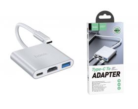 Разветвитель USB HUB Type-C (M) --> HDMI (F) + USB3.0 (F) + Type-C PD (F) HOCO HB14