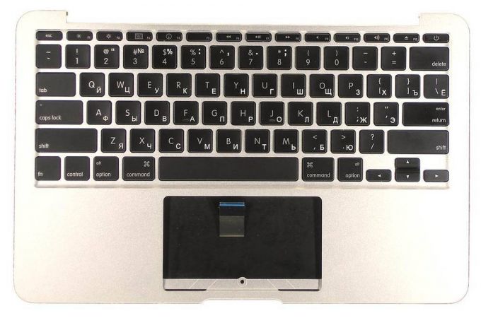 Клавиатура для ноутбука MacBook A1370 2010+ черная без подсветки плоский ENTER топ-панель