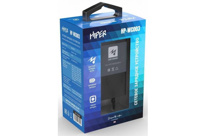 Сетевое зарядное устройство Hiper (HP-WC003) USB A + USB-C 20Вт PD/QC (черный)