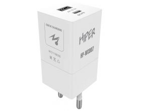 Сетевое зарядное устройство Hiper (HP-WC007) USB A + USB-C 20Вт PD/QC (белый)