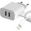 Сетевое зарядное устройство 2USB Maxvi (CHL-242L) Apple 8-pin 2,4A (белый)