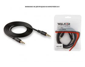 Кабель аудио AUX WALKER 3,5мм A-A WCA-082 рифленый 1 м (в пакете), черный