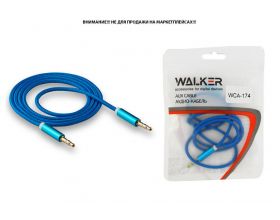 Кабель аудио AUX WALKER 3,5мм A-A WCA-174 в матерчатой обмотке 1 м (в пакете), синий