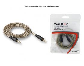 Кабель аудио AUX WALKER 3,5мм A-A WCA-205 в полиуретановой обмотке (в пакете), золотой