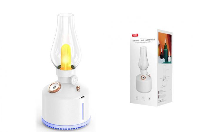 Увлажнитель воздуха XO HF06 Kerosene Lamp Style Colourful Ambient Night Light Humidifying Mist (1200mAh) White