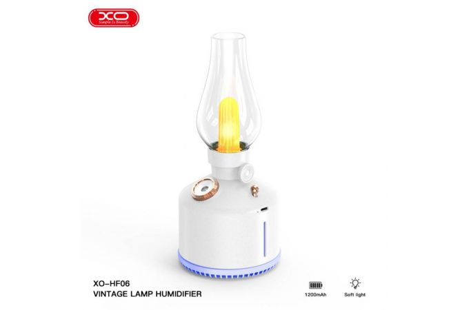 Увлажнитель воздуха XO HF06 Kerosene Lamp Style Colourful Ambient Night Light Humidifying Mist (1200mAh) White