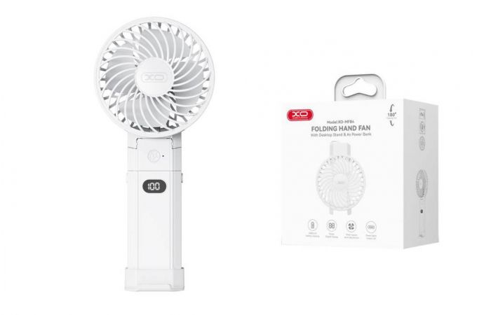 Вентилятор XO MF84 Charging Power Folding Handheld/Stand Fan 4000mAh White