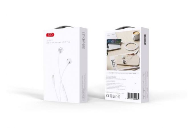 Наушники вакуумные проводные XO EP71 wired metal lighting earphone ( no need bluetooth ) White