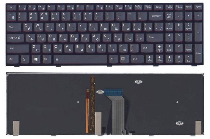 Клавиатура для ноутбука Lenovo Y500 Y500N Y500NT Y510P Y500NT-ISE черная с подсветкой