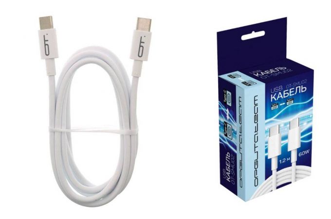 Кабель USB Type-C - USB Type-C Орбита OT-SMU02 PD60W 1.2м (белый)