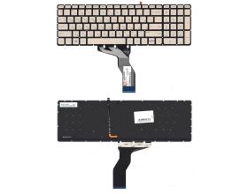 Клавиатура для ноутбука HP Pavilion 15-ab 15-ab000 15z-ab100 золотая с подсветкой