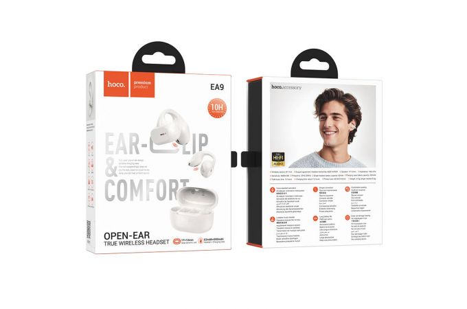 Наушники вакуумные беспроводные HOCO EA9 Clear sound clip-on true wireless BT headset (топленое молоко)