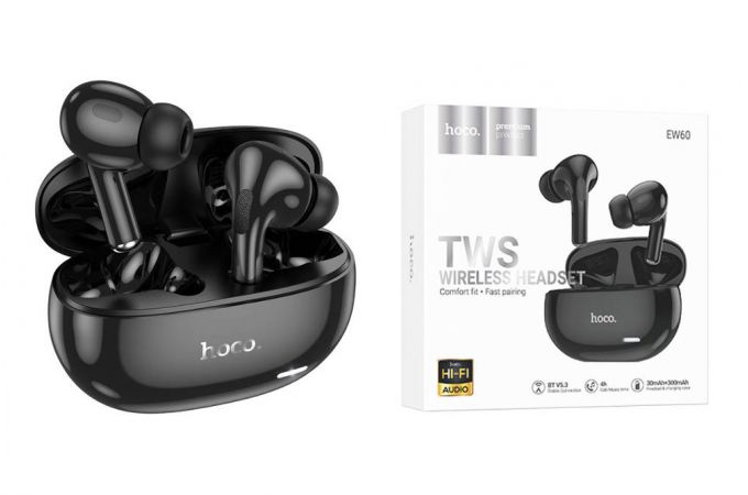 Наушники вакуумные беспроводные HOCO EW60 Plus Norman true wireless ANC BT headset (черный)