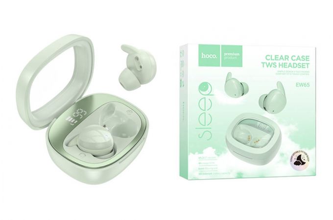 Наушники вакуумные беспроводные HOCO EW65 Shadow true wireless sleep BT headset (зеленый)